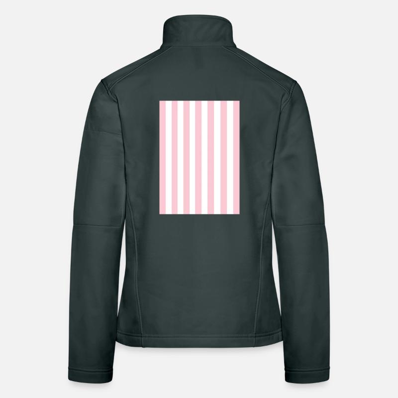 Stripes - pink white personalizable Women's Softshell Jacket