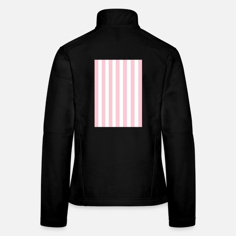 Stripes - pink white personalizable - Women's Softshell Jacket - black