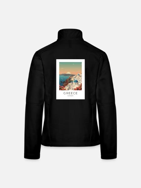 Santorini Sunset Coastal View - Women's Softshell Jacket - black - Back