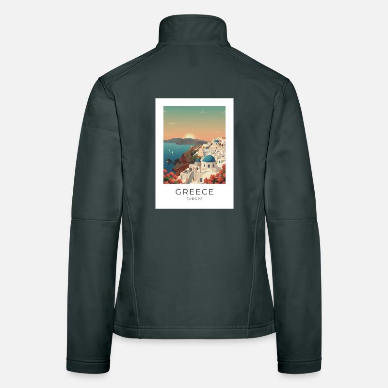 Vue côtière du coucher de soleil de Santorin Veste en tissu softshell Femme