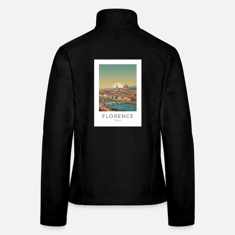 Abenddämmerung über Florenz Dom - Frauen Softshelljacke - Schwarz