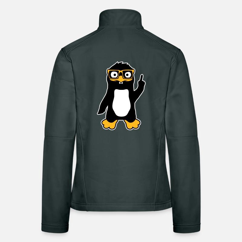 Penguin Nerd Glasses Index Finger Smug Lus Women's Softshell Jacket