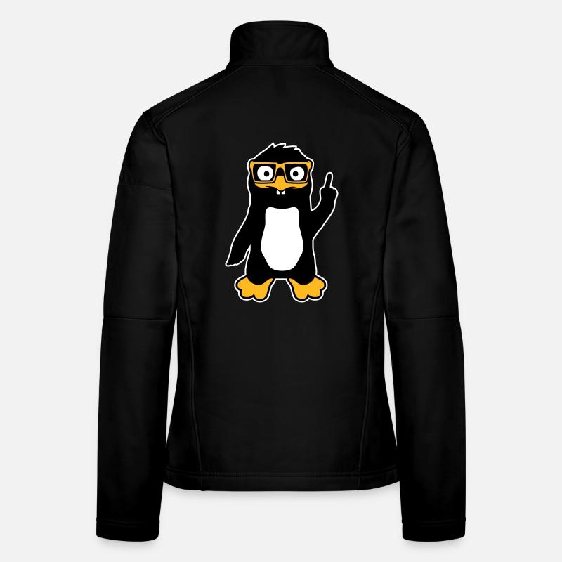 Penguin Nerd Glasses Index Finger Smug Lus Women's Softshell Jacket