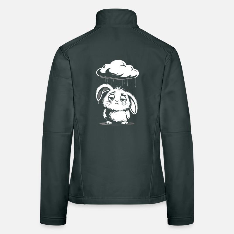 Sad Bunny - Cute Rain Cloud Design Women's Softshell Jacket