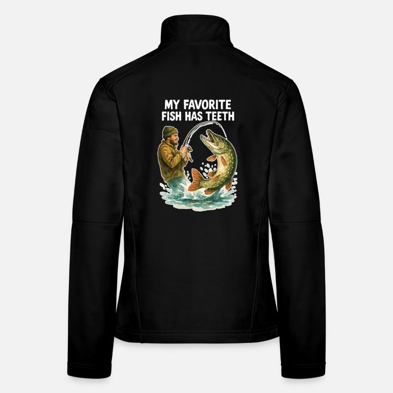 Aquarelle Angler Pike – Mon poisson préféré a des dents Veste en tissu softshell Femme