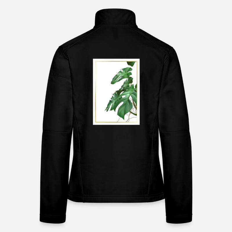 Monstera leaves in gold frame Women's Softshell Jacket