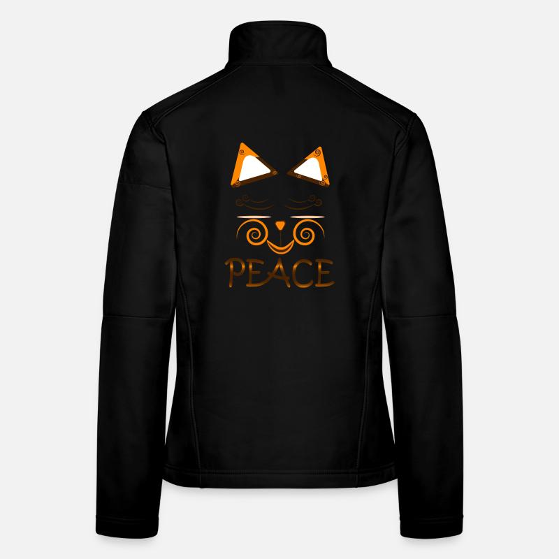 Peace Cat – Cute Spiral Eyes Cat Design Women's Softshell Jacket