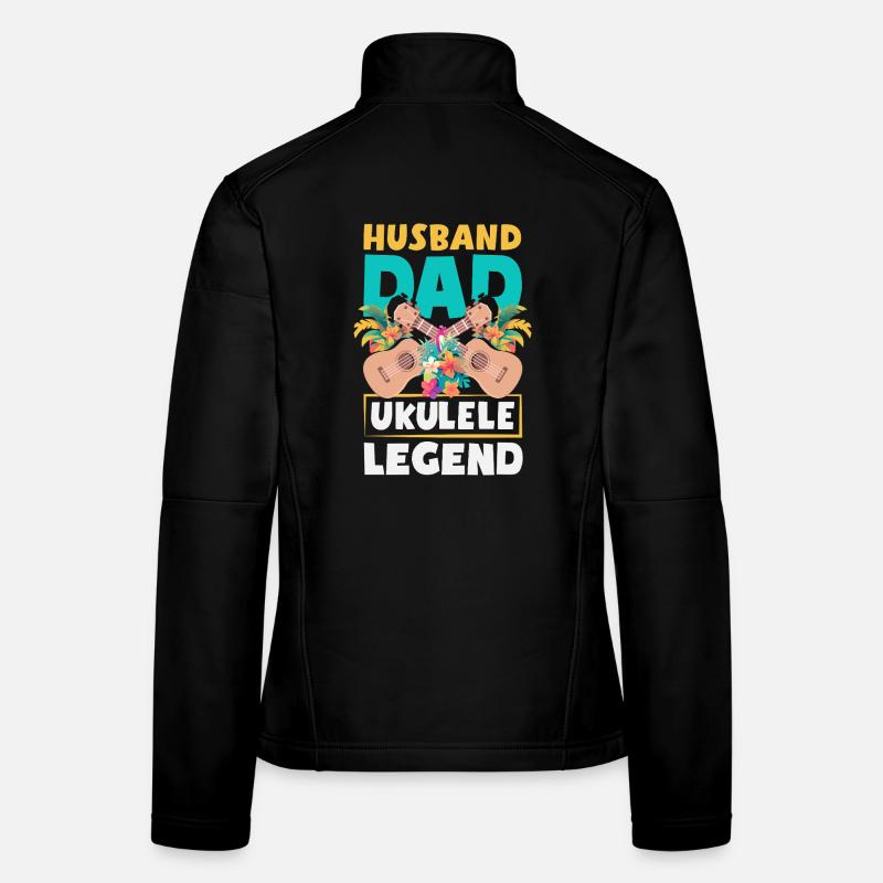 Husband Dad Ukulele Legend Funny Father's Day Women's Softshell Jacket