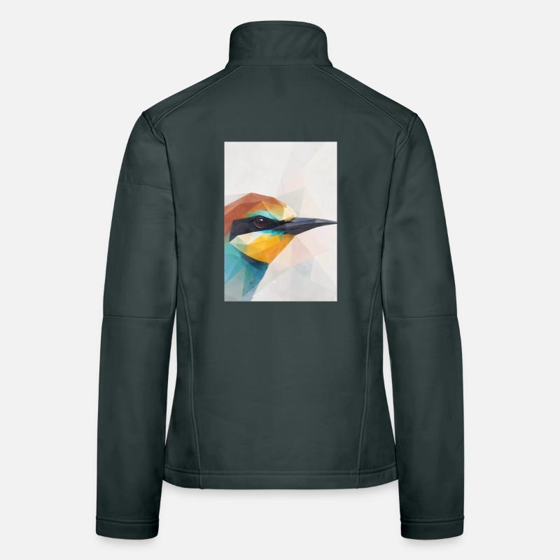 Geometric Bee-Eater Bird Polygon Art Women's Softshell Jacket