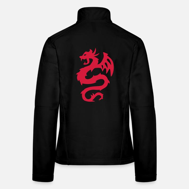Imprimé Silhouette Dragon de Feu Veste en tissu softshell Femme
