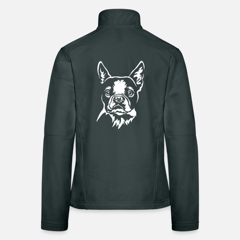 Boston Terrier tête « Black Edition » Veste en tissu softshell Femme