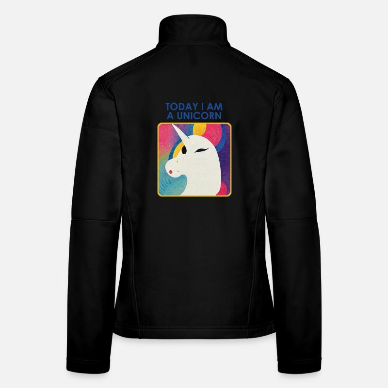 Unicorn with Motto – Unique Design - Women's Softshell Jacket - black