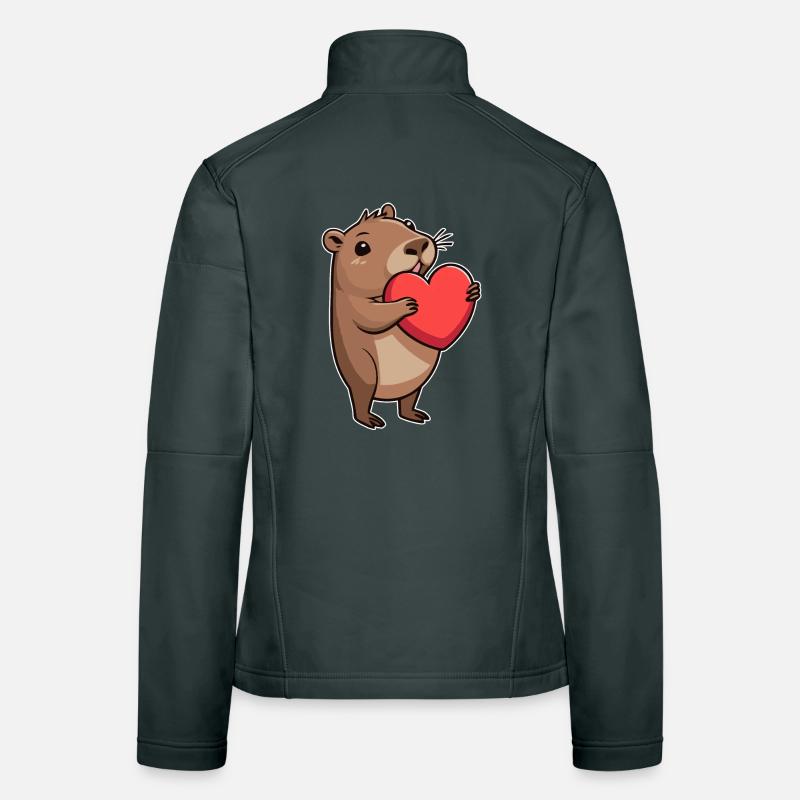 Capybara avec coeur Saint-Valentin Veste en tissu softshell Femme