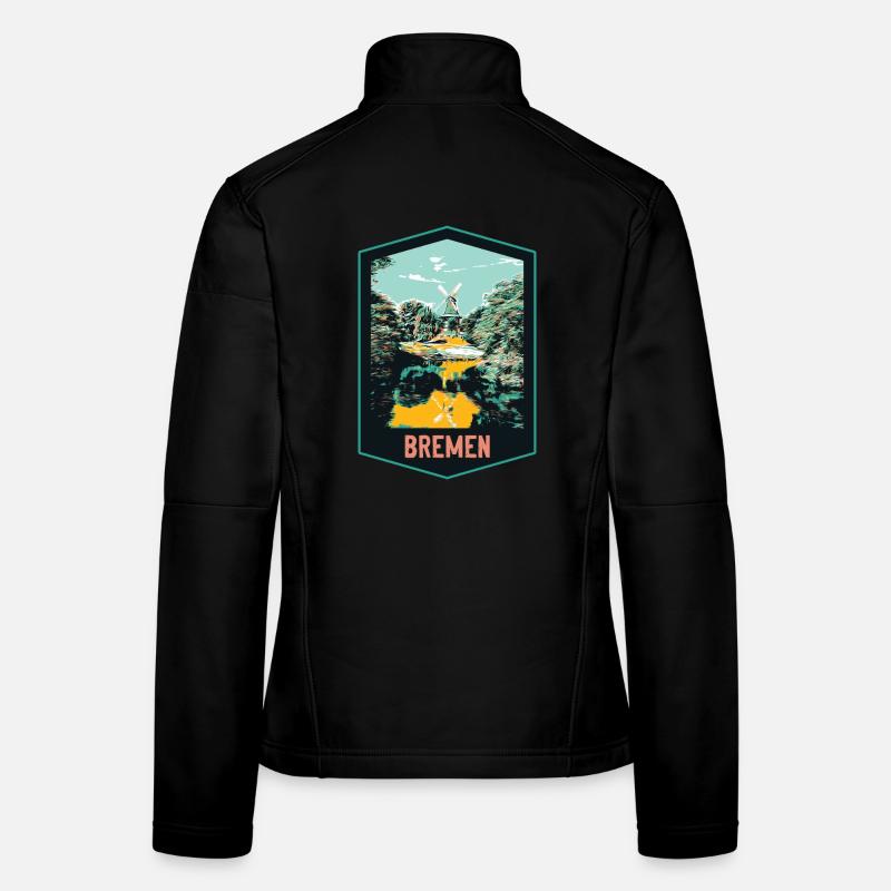 Bremen, Germany, Old Windmill Illustration Women's Softshell Jacket