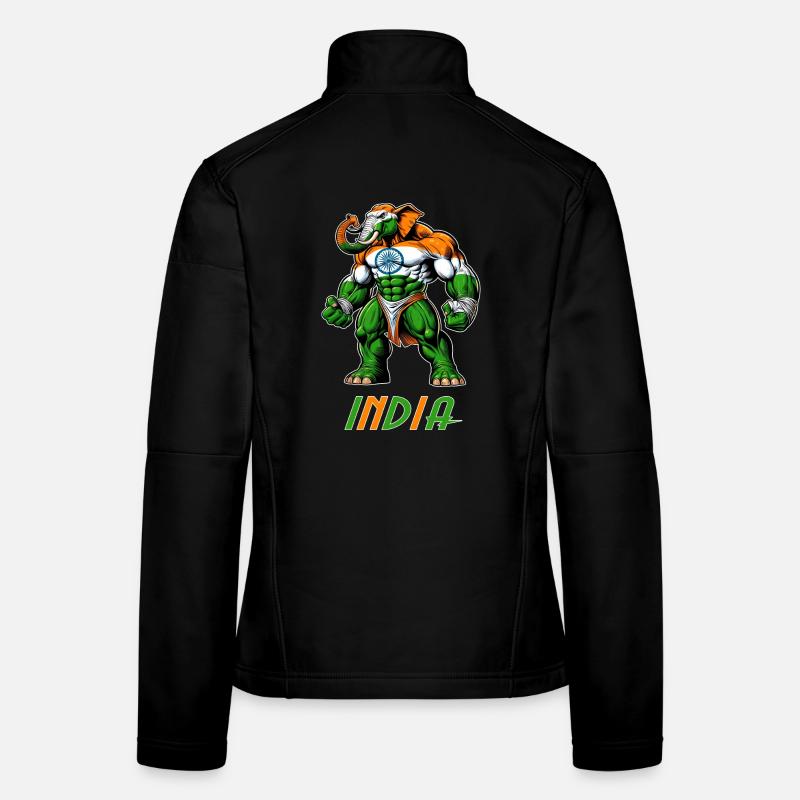 Motif du drapeau indien en forme d'éléphant Veste en tissu softshell Femme