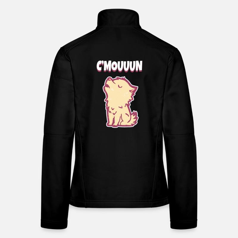C'MON heulender Wolf Motivation - Frauen Softshelljacke - Schwarz