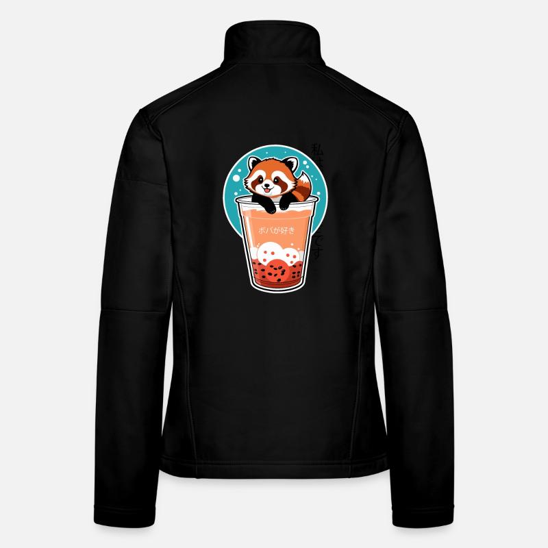 Kawaii Roter Panda im Bubble Tea – Boba Design Frauen Softshelljacke