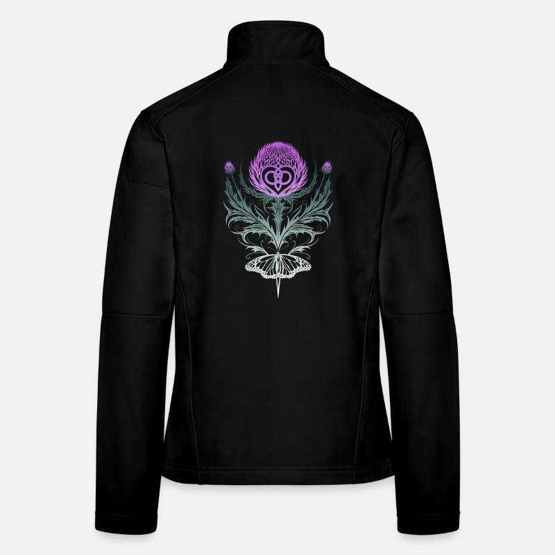 Thistle with butterfly mother knot Women's Softshell Jacket