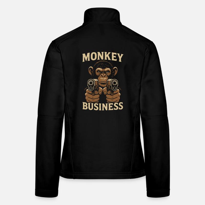 Monkey with Monkey Business Gun Women's Softshell Jacket