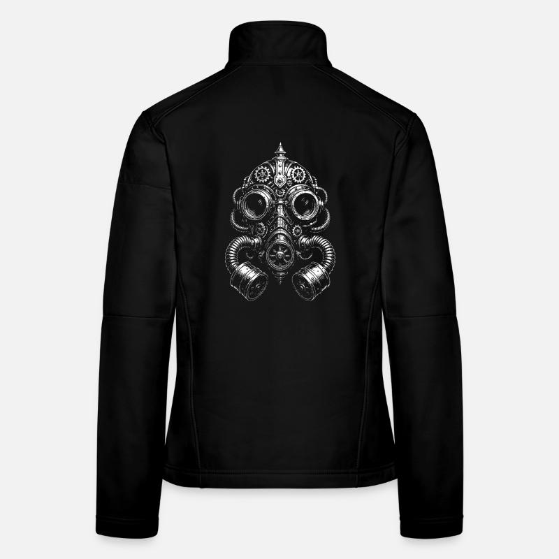Glyphe du masque à gaz steampunk Veste en tissu softshell Femme