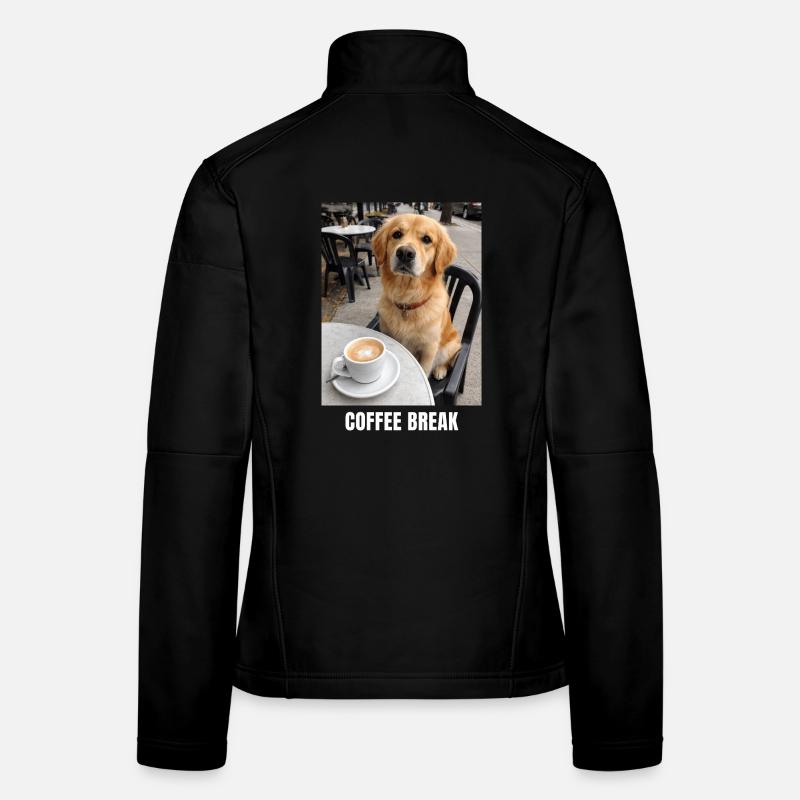 Pause café Golden Retriever Meme Drôle de chien Veste en tissu softshell Femme