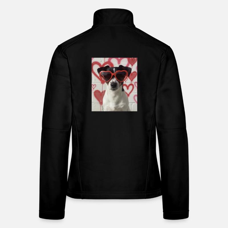 Herzbrille Hund im Graffiti Herz - Frauen Softshelljacke - Schwarz