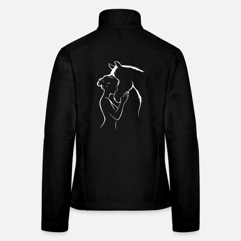Pferd Reiterin Herz Liebe Mädchen Silhouette Frauen Softshelljacke