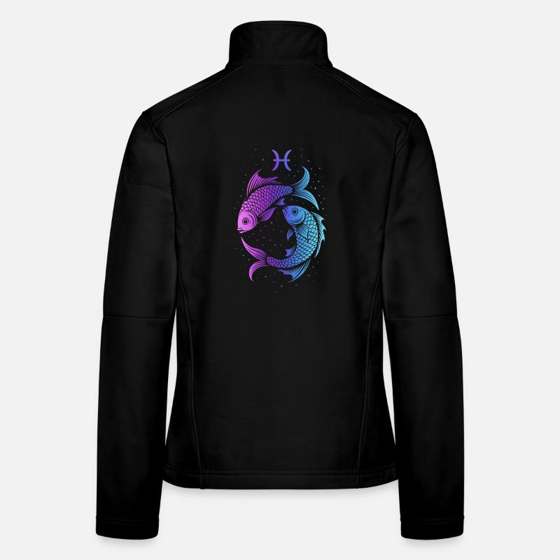 Pisces Zodiac Sign – Mystical Neon – Astrology - Women's Softshell Jacket - black