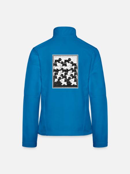 Dackelwelpen im monochromen Muster - Frauen Softshelljacke - Dunkelgrau - Hinten