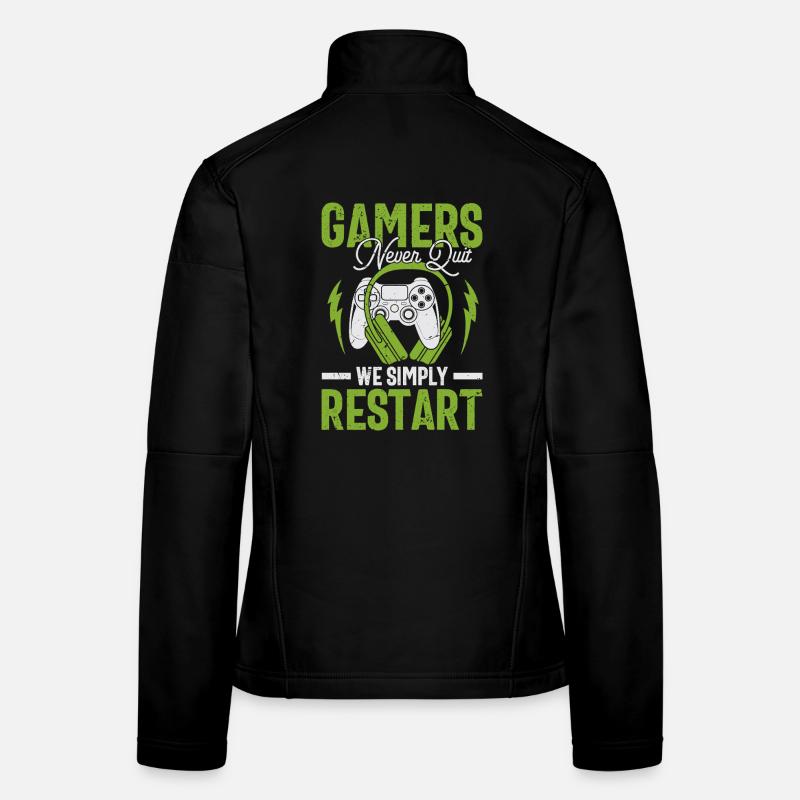 Gamer Mind: Never Quit Restart Gift Women's Softshell Jacket