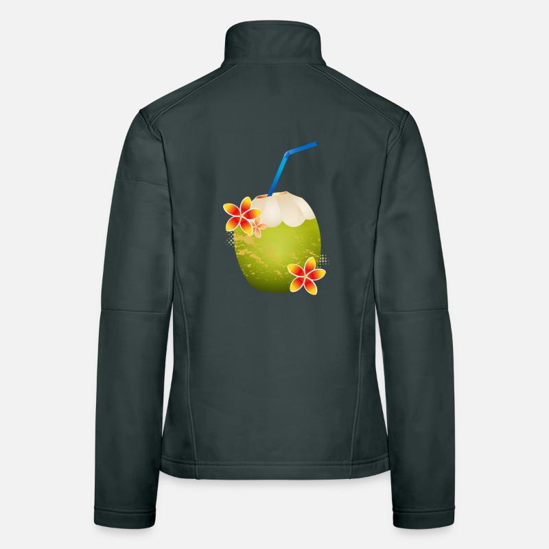 Cocktail de noix de coco décoré avec fleur & paille Veste en tissu softshell Femme