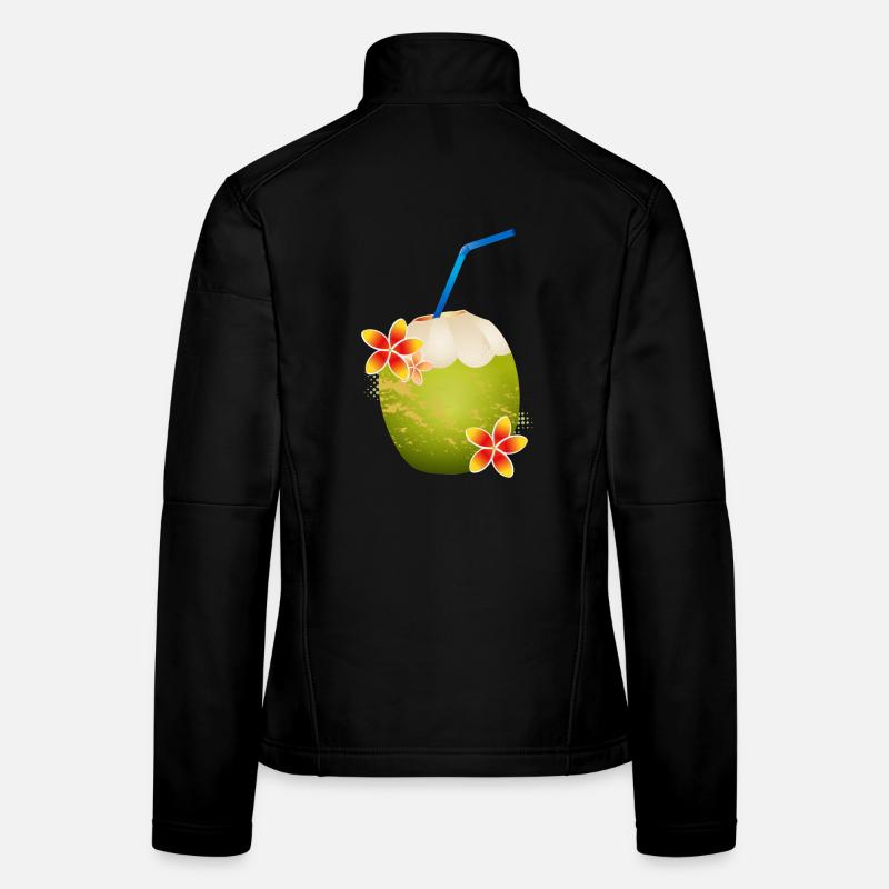 Coconut cocktail decorated with flower & drinking straw Women's Softshell Jacket