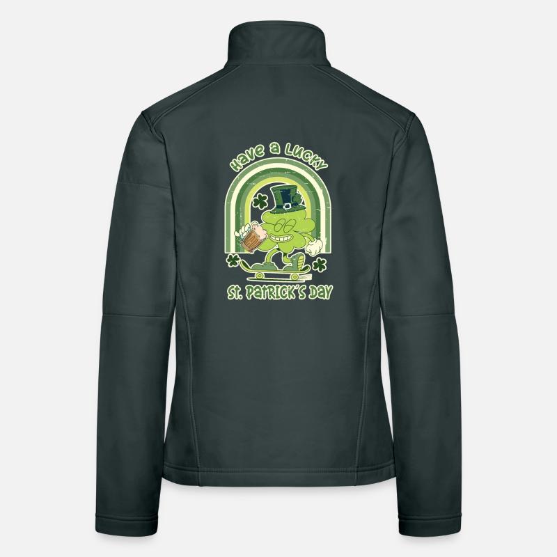 ST. Patrick's Day Skater Clover Women's Softshell Jacket