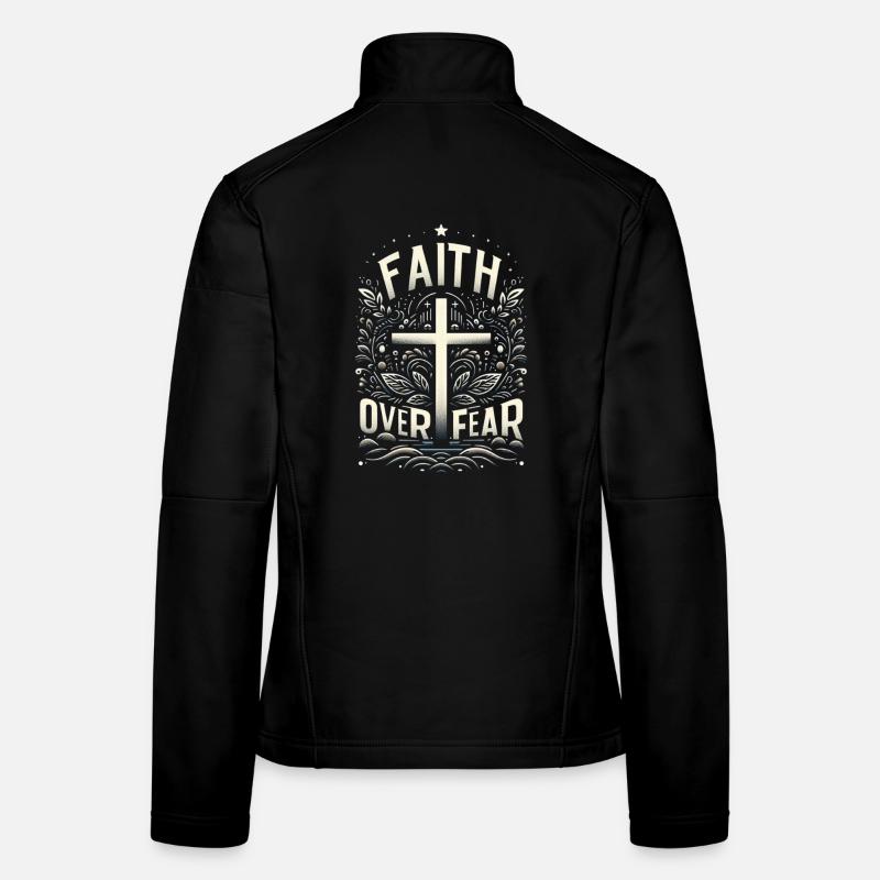 Glaube über Angst Kreuzdesign Frauen Softshelljacke