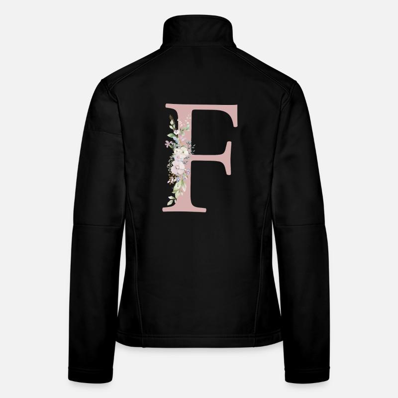 F Monogram, Floral, Personnalisable Veste en tissu softshell Femme