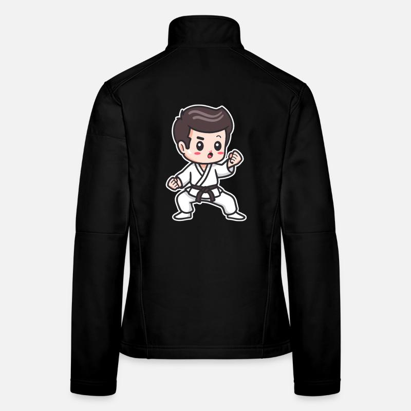 Karate Boy Drawing Women's Softshell Jacket