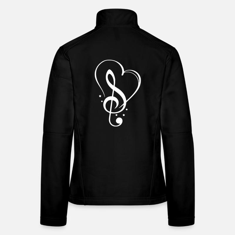 Musical Heart with Treble Clef Illustration Women's Softshell Jacket