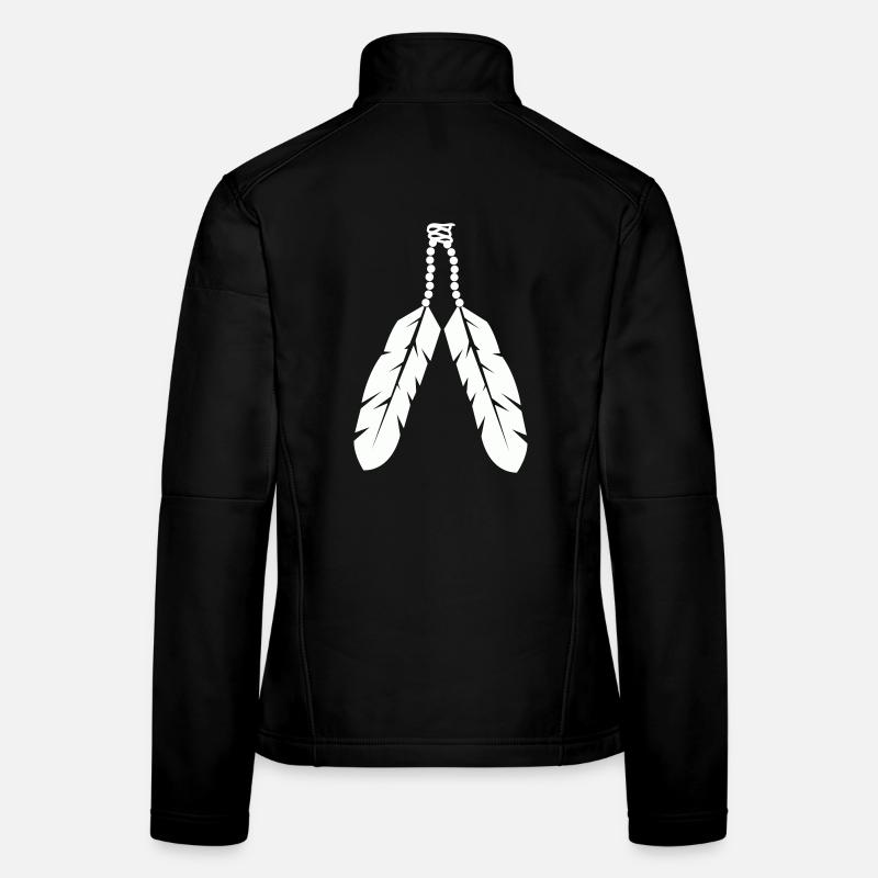 Conception de pendentif en plume autochtone Veste en tissu softshell Femme