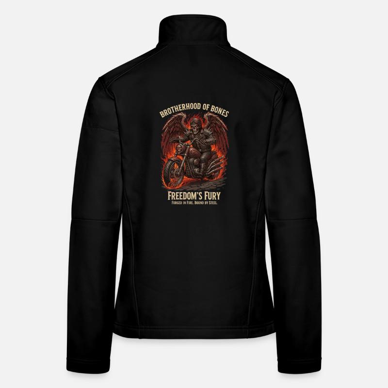 Biker skeleton, motorcycle and flames - Halloween Women's Softshell Jacket