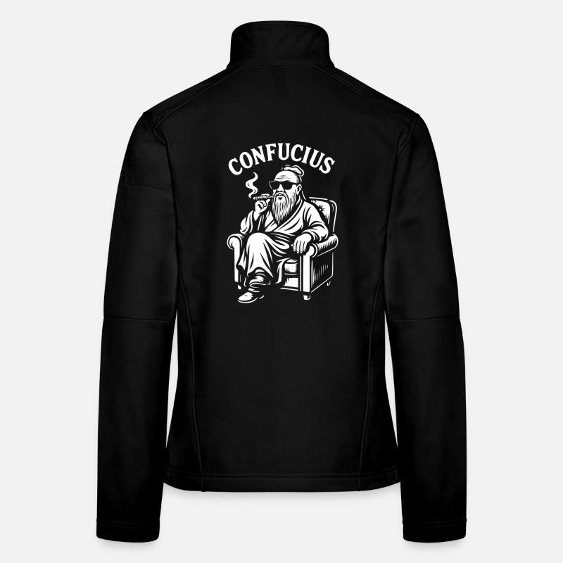 Confucius Lounge Beard Cigar Women's Softshell Jacket