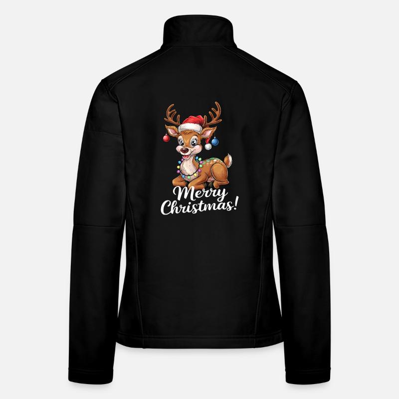 Rentier Weihnachtspullover Merry Christmas lustig - Frauen Softshelljacke - Schwarz