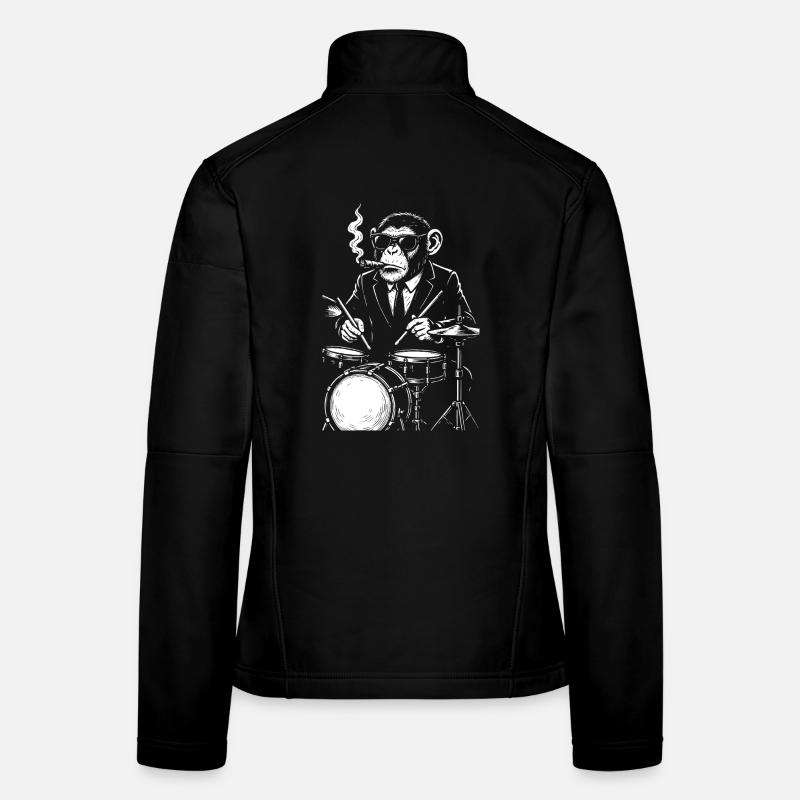 Affe mit Zigarre spielt Trommeln Frauen Softshelljacke