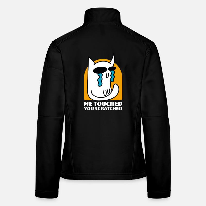 Moi Touché Vous Rayé Drôle De Chat Dessin Animé Veste en tissu softshell Femme