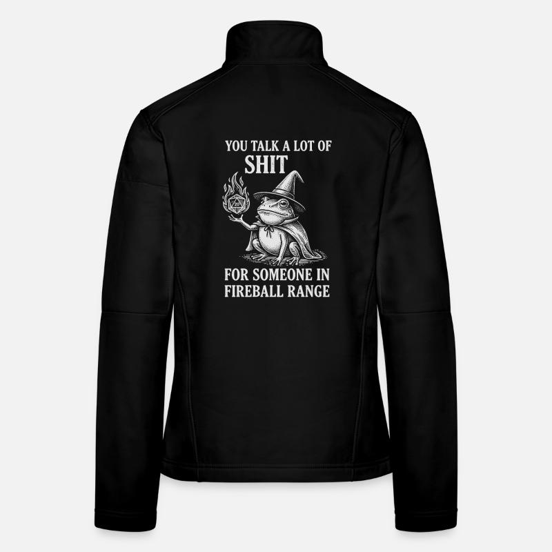 Fireball Range – Funny Frog Magician RPG Women's Softshell Jacket