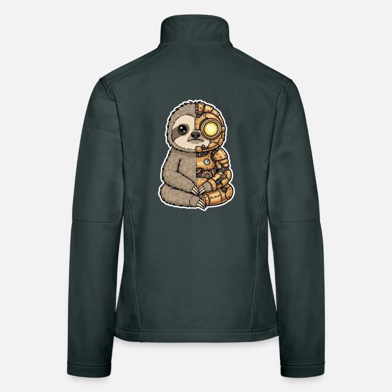 Sloth Cyborg Steampunk Mechanical Gold Women's Softshell Jacket