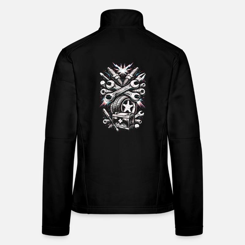 Werkstatt Schrauber Auto Batterie Design Frauen Softshelljacke