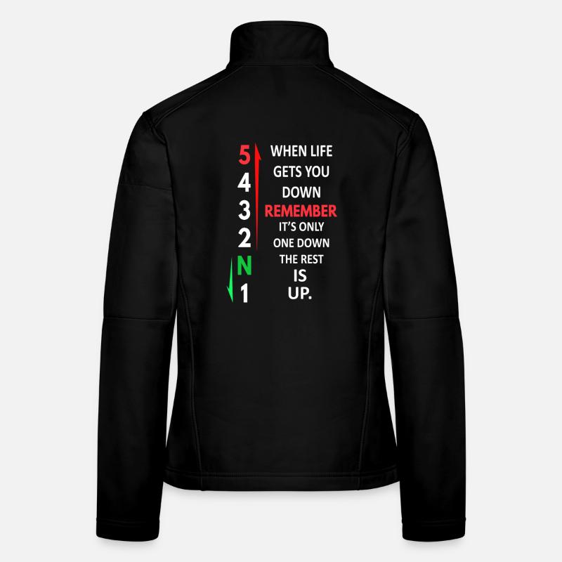 Remember 1 Down 5 Up Motorcycle Shift Pattern Women's Softshell Jacket