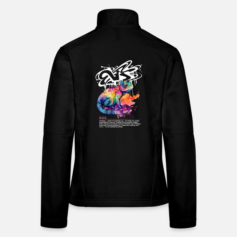Caméléon coloré avec fond de graffiti Veste en tissu softshell Femme