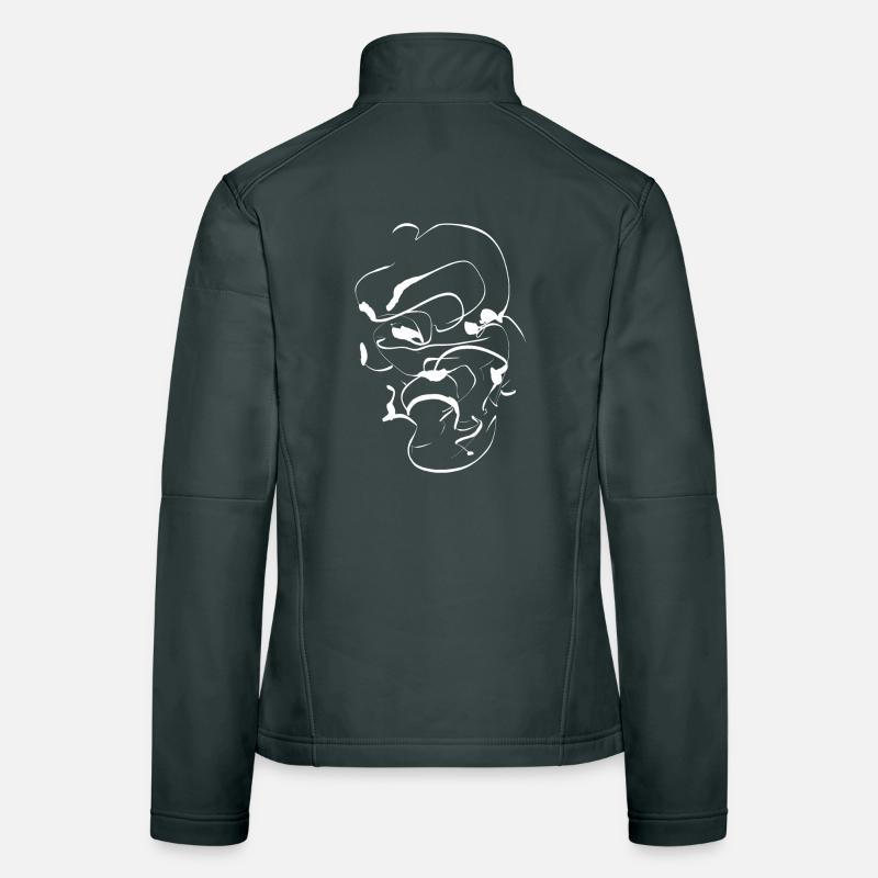 Samurai encre visage / masque minimal abstraite Veste en tissu softshell Femme