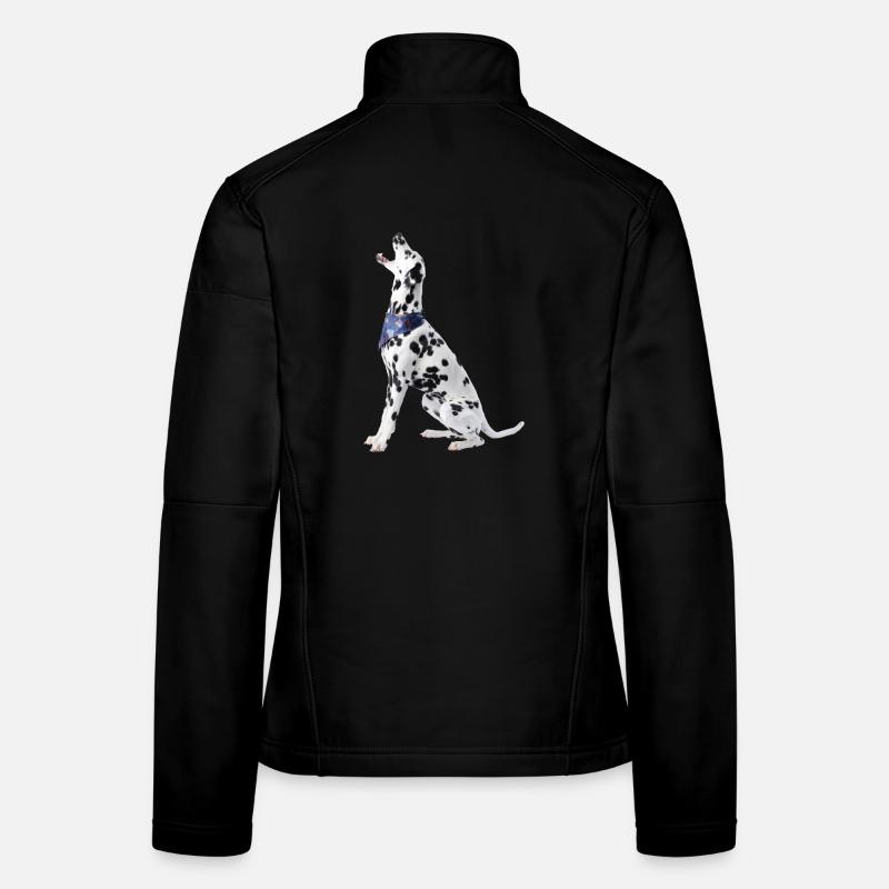 Dalmatian with scarf - Women's Softshell Jacket - black